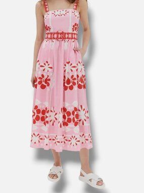 Borgo De Nor Women's Pink Ninet Cotton Dress Size 16